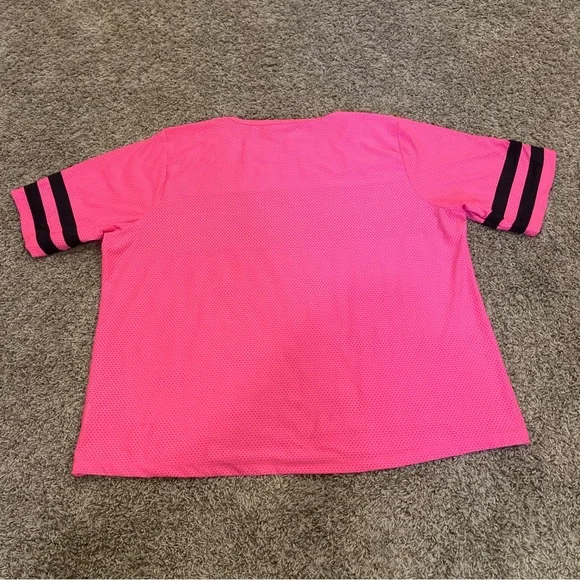 BEBE Sport Hot Pink Mesh Jersey Short Sleeve Hip Hop Street Size 3X Loose Baggy - Picture 5 of 12